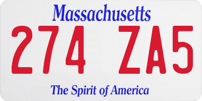 MA license plate 274ZA5