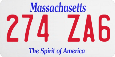 MA license plate 274ZA6