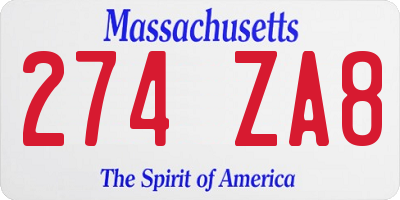 MA license plate 274ZA8