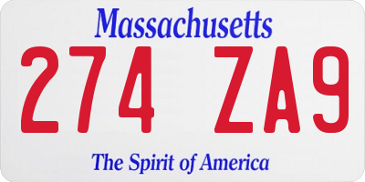 MA license plate 274ZA9