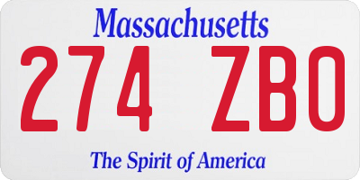 MA license plate 274ZB0