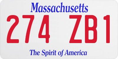 MA license plate 274ZB1