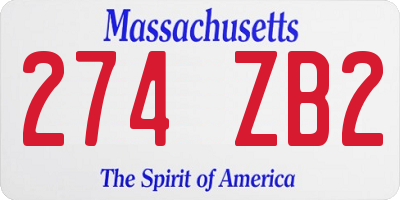 MA license plate 274ZB2