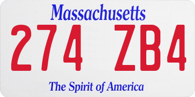 MA license plate 274ZB4