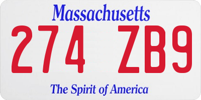 MA license plate 274ZB9