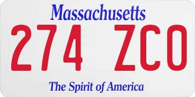 MA license plate 274ZC0