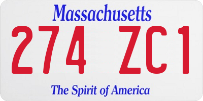 MA license plate 274ZC1