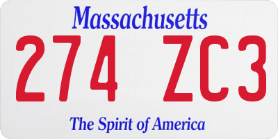 MA license plate 274ZC3