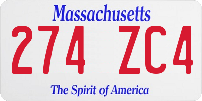 MA license plate 274ZC4