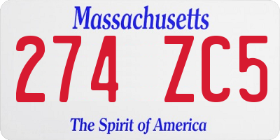 MA license plate 274ZC5