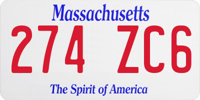 MA license plate 274ZC6