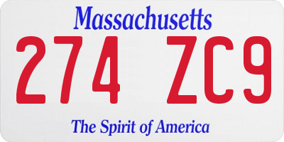 MA license plate 274ZC9