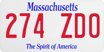 MA license plate 274ZD0