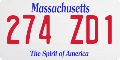 MA license plate 274ZD1