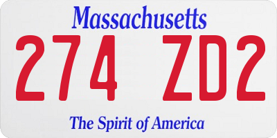 MA license plate 274ZD2
