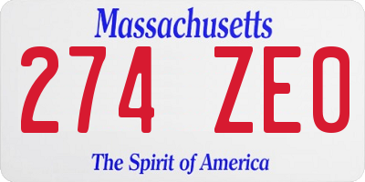 MA license plate 274ZE0