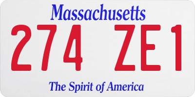 MA license plate 274ZE1