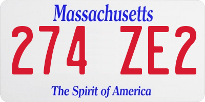 MA license plate 274ZE2