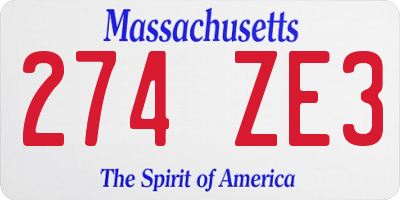 MA license plate 274ZE3