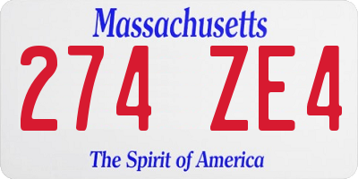 MA license plate 274ZE4