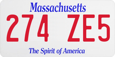 MA license plate 274ZE5