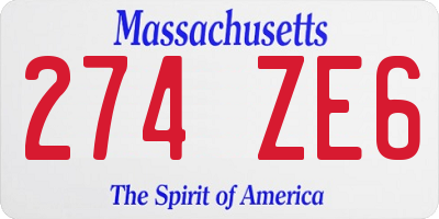 MA license plate 274ZE6
