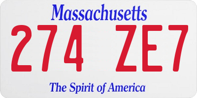 MA license plate 274ZE7