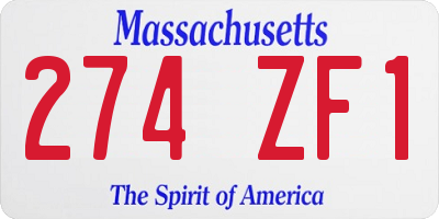 MA license plate 274ZF1