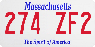 MA license plate 274ZF2