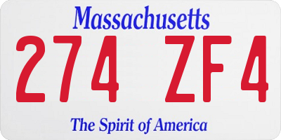 MA license plate 274ZF4