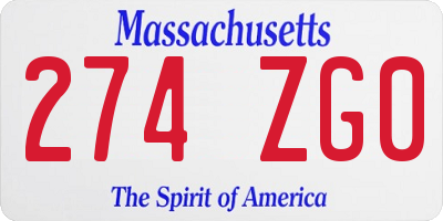 MA license plate 274ZG0