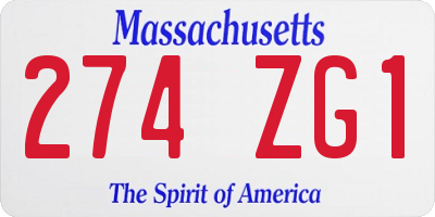 MA license plate 274ZG1