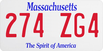 MA license plate 274ZG4