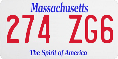 MA license plate 274ZG6