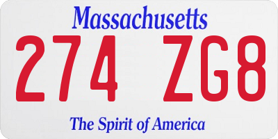 MA license plate 274ZG8
