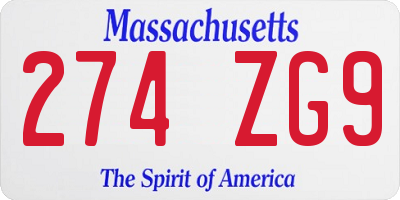 MA license plate 274ZG9