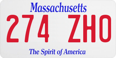MA license plate 274ZH0