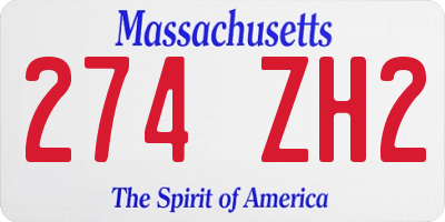 MA license plate 274ZH2