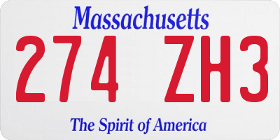 MA license plate 274ZH3