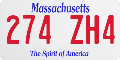 MA license plate 274ZH4