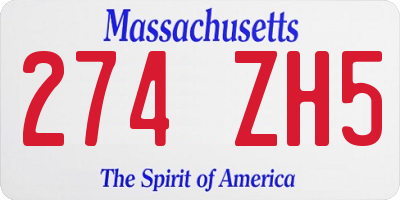 MA license plate 274ZH5