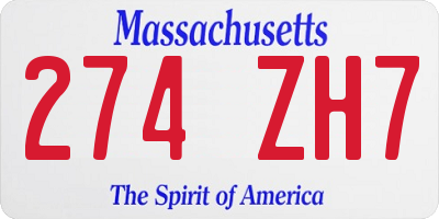 MA license plate 274ZH7