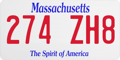 MA license plate 274ZH8