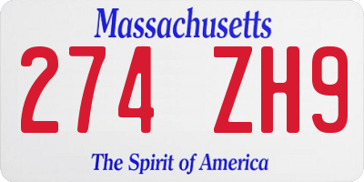 MA license plate 274ZH9