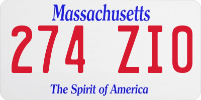 MA license plate 274ZI0