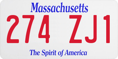 MA license plate 274ZJ1