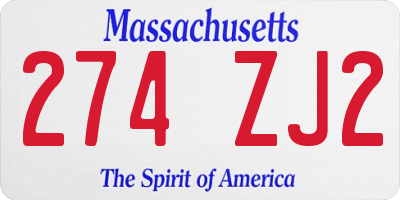 MA license plate 274ZJ2