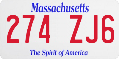 MA license plate 274ZJ6