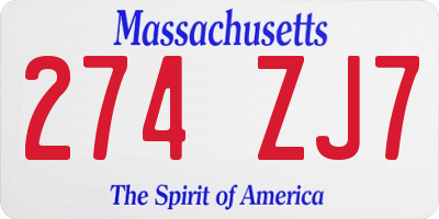 MA license plate 274ZJ7