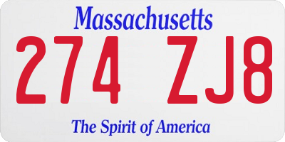 MA license plate 274ZJ8